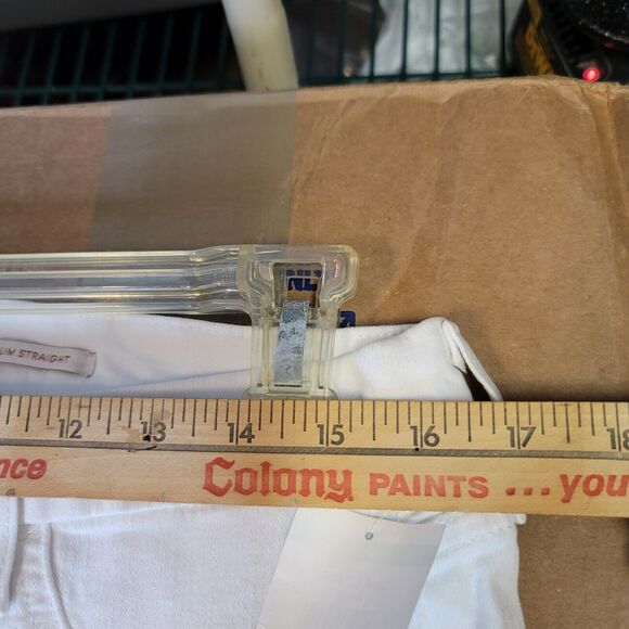 Jen 7 by 7 for All Mankind Slim Straight Jeans Mid Rise Button & Zip Fly SZ 12 - Picture 9 of 11